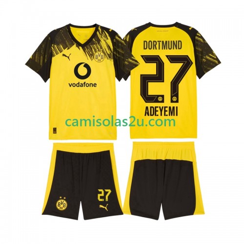 Camisolas de futebol Borussia Dortmund Karim Adeyemi 27 Criança Equipamento Principal 2025/26 Manga Curta Camisolas de futebol Borussia Dortmund Karim Adeyemi 27 Criança Equipamento Principal 2025/26 Manga Curta